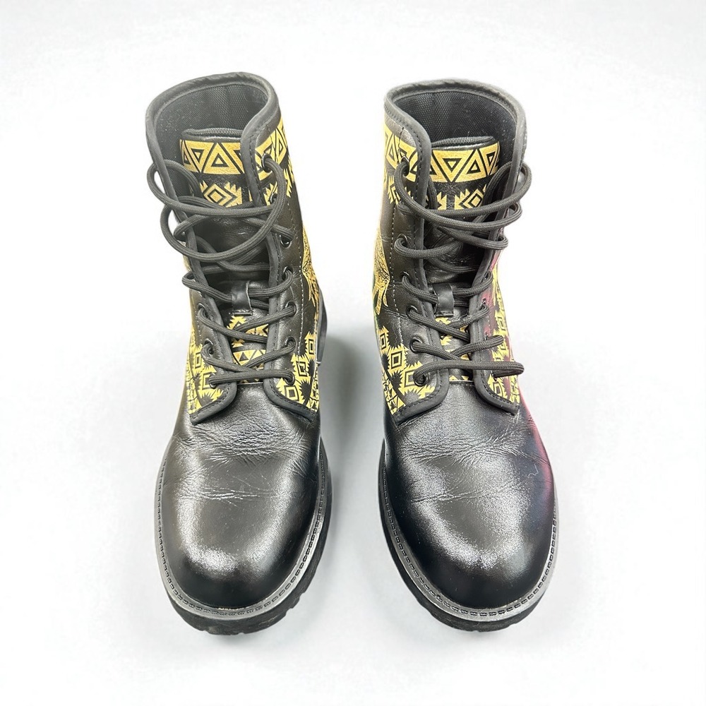 Unisex Tribal Elephant Boots‎ Vegan Friendly PU Leather Lace Up Waterproof M6 F8 - Picture 4 of 9